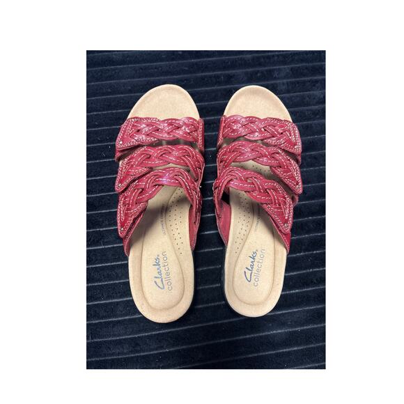 Women's Clarks, Laurieann Rio Sandal 2618222 Red LEATHER size 7.5M - Picture 1 of 3